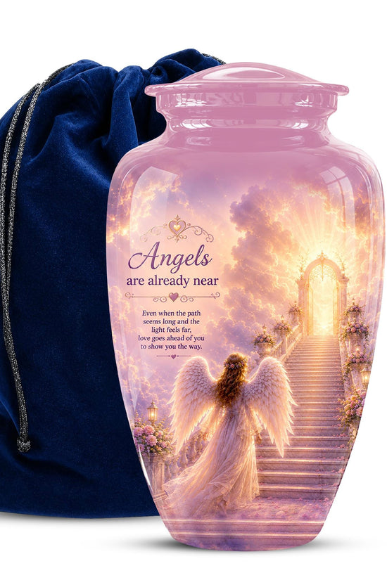 Personalized Angel Wings Urns for Human Ashes - Pink Crematon Urn for Adults