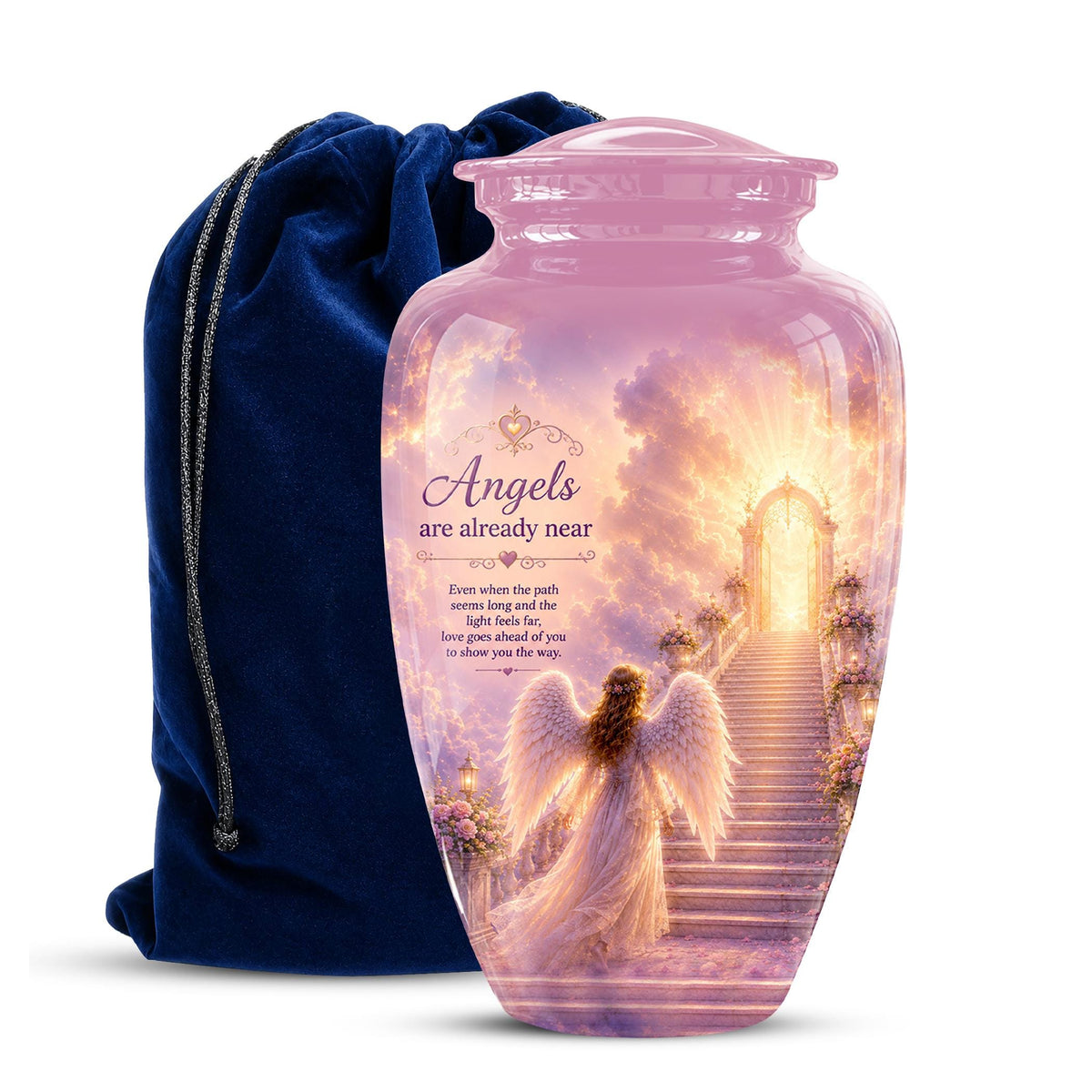 Personalized Angel Wings Urns for Human Ashes - Pink Crematon Urn for Adults