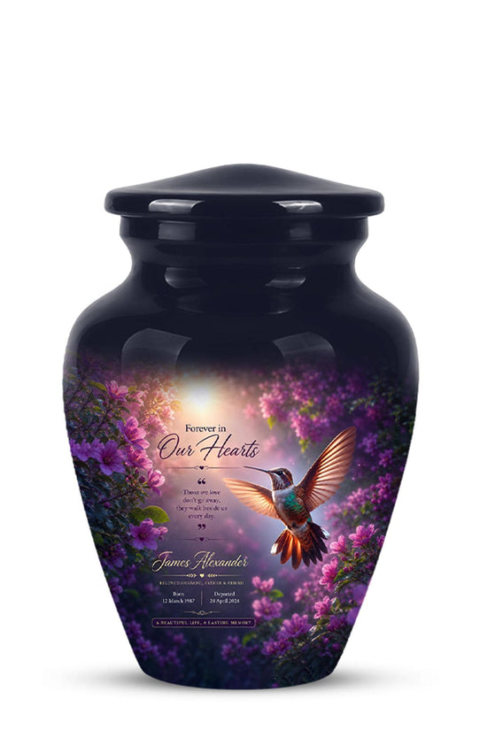 Personalized Hummingbird Cremation Urn - Floral Memorial Tribute for Ashes