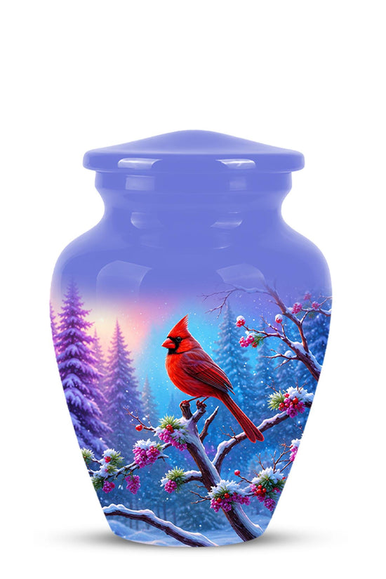 Personalized Red Cardinal Winter Urn for Ashes, Custom Memorial Keepsake