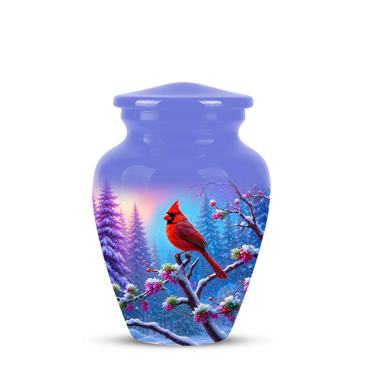 Personalized Red Cardinal Winter Urn for Ashes, Custom Memorial Keepsake