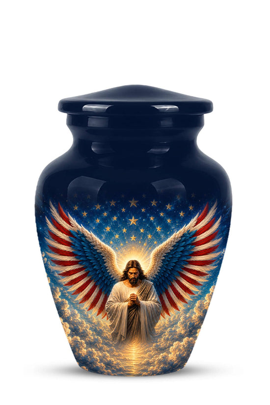 Personalized Christian Memorial Urn - Jesus Angel Wings Cremation Urn (200 Cubic)