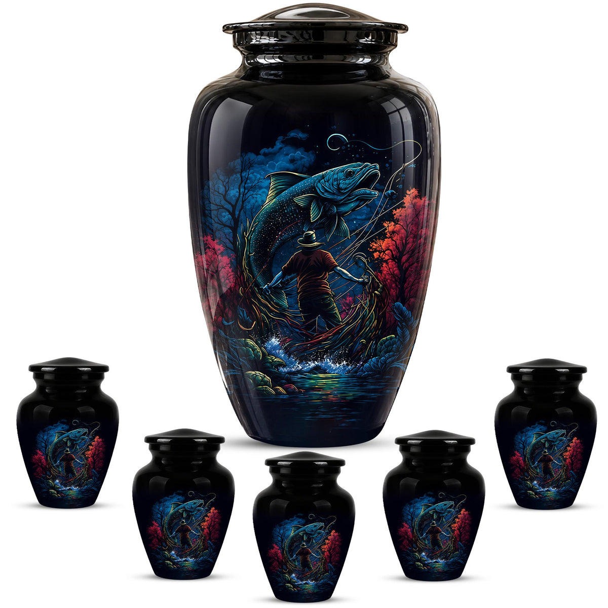 Personalized Bass Fishing Cremation Urn - Fisherman Memorial Urn for Ashes