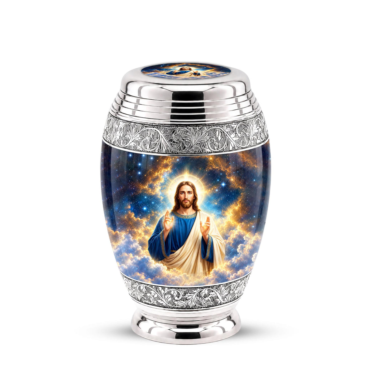 Personalized Jesus Cremation Urn - Celestial Christian Memorial Ashes Urn (200 Cubic)