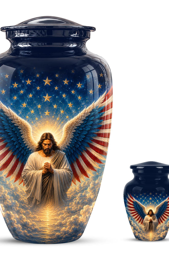 Personalized Christian Memorial Urn - Jesus Angel Wings Cremation Urn (200 Cubic)