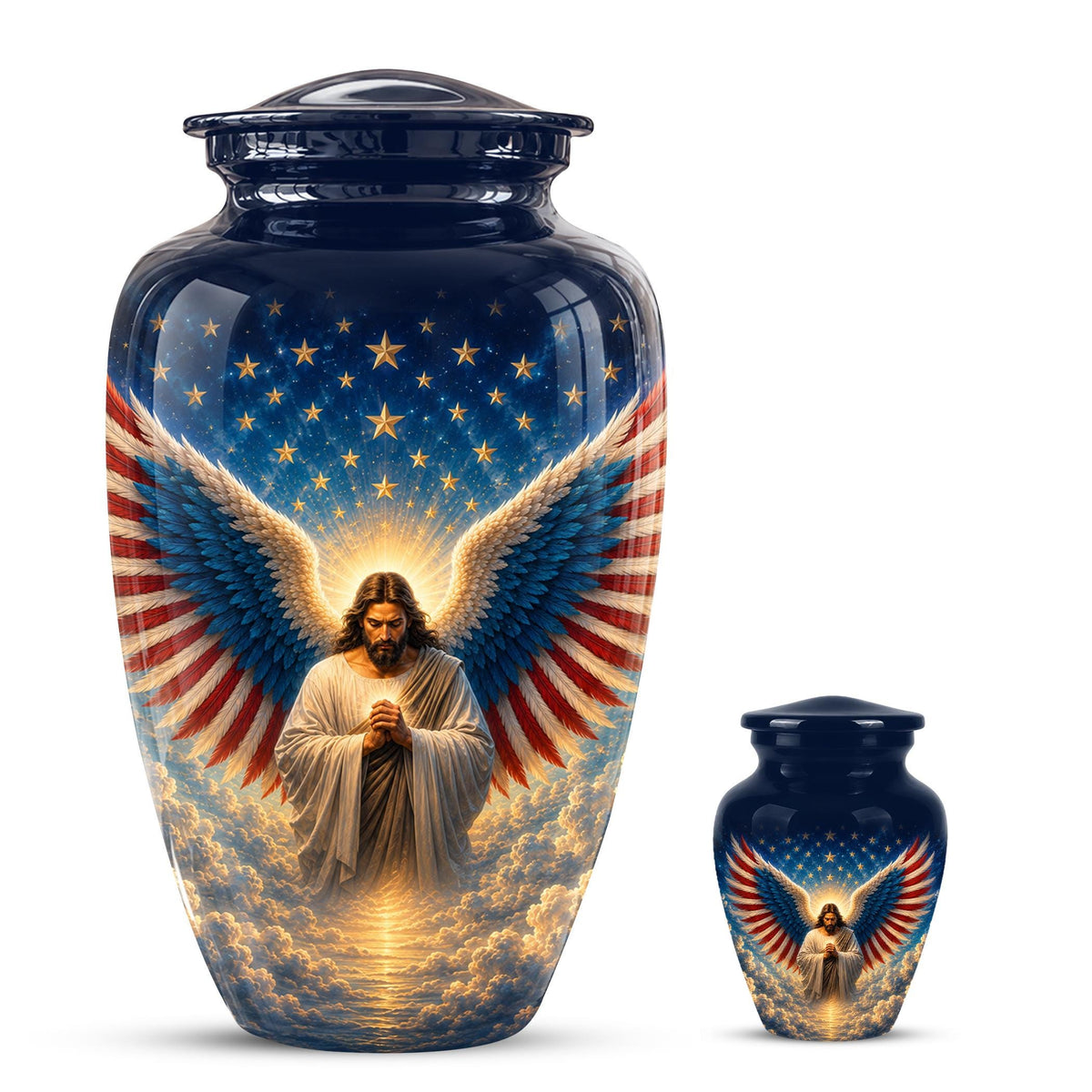 Personalized Christian Memorial Urn - Jesus Angel Wings Cremation Urn (200 Cubic)