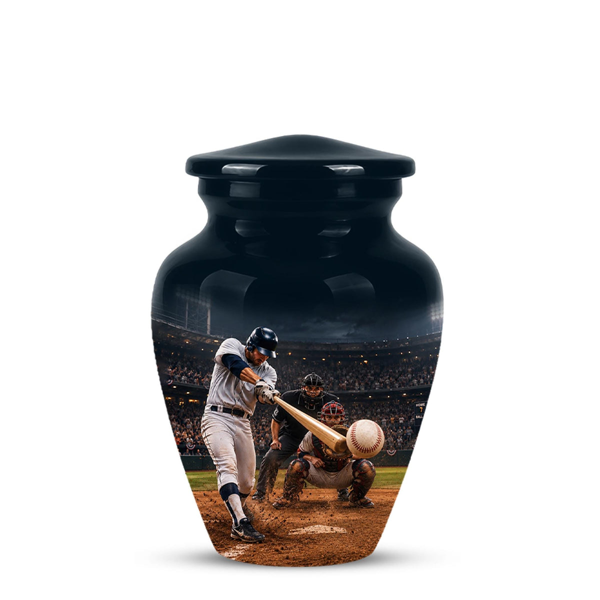 Baseball Cremation Urn for Ashes - Baseball Batter and Catcher Memorial Urn