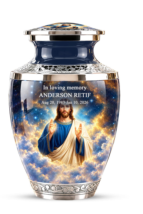 Personalized Jesus Memorial Urn - Christian Cremation Urn, 200 Cubic  Inches