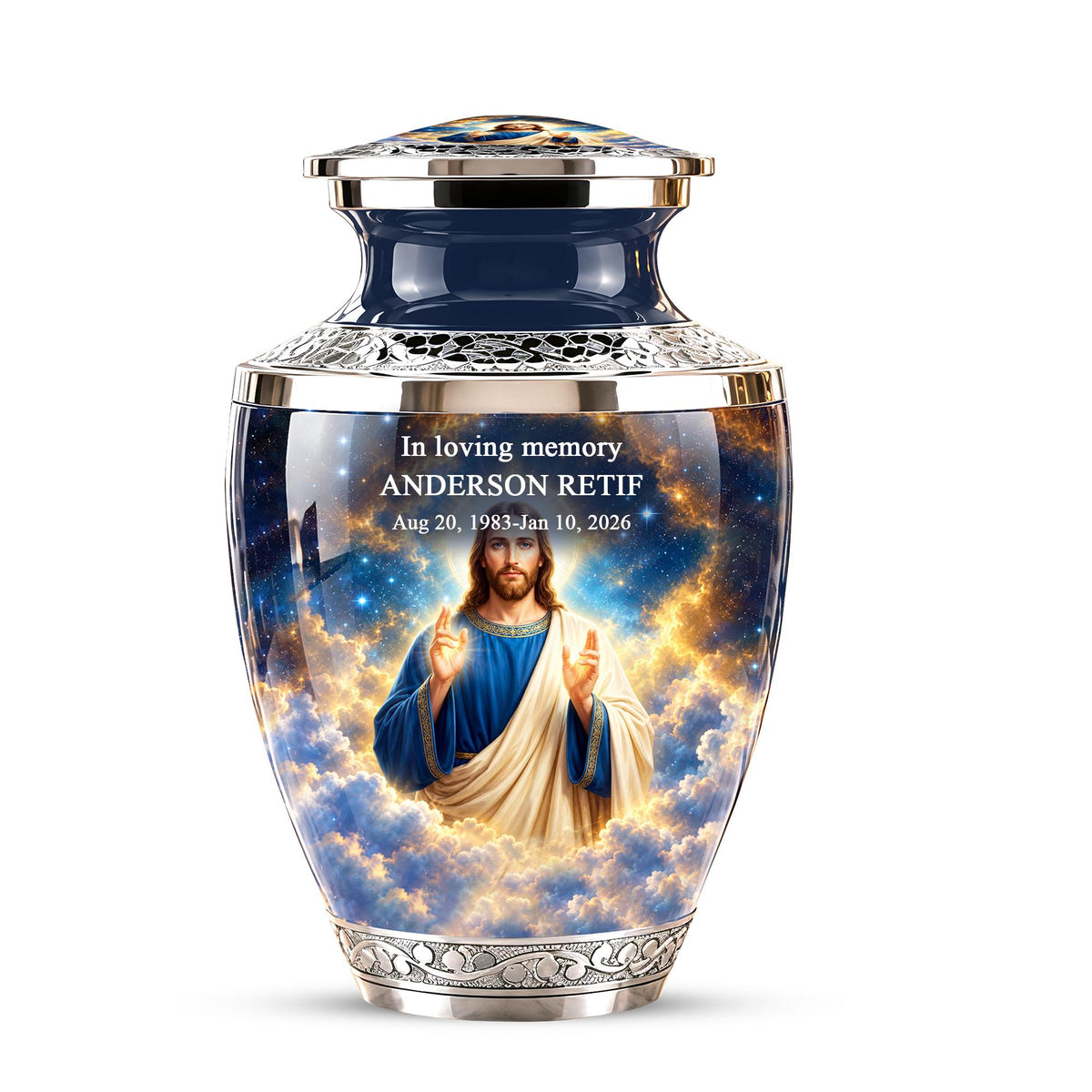 Personalized Jesus Memorial Urn - Christian Cremation Urn, 200 Cubic  Inches