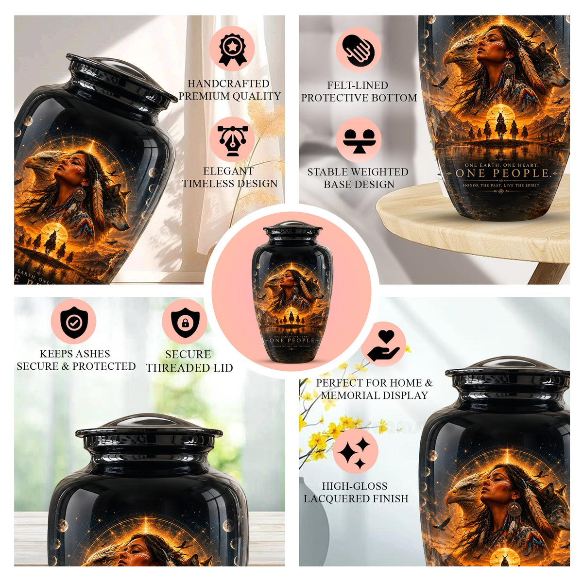 Personalized Urns for Human Ashes - Decorative Cremation Urn for Adults