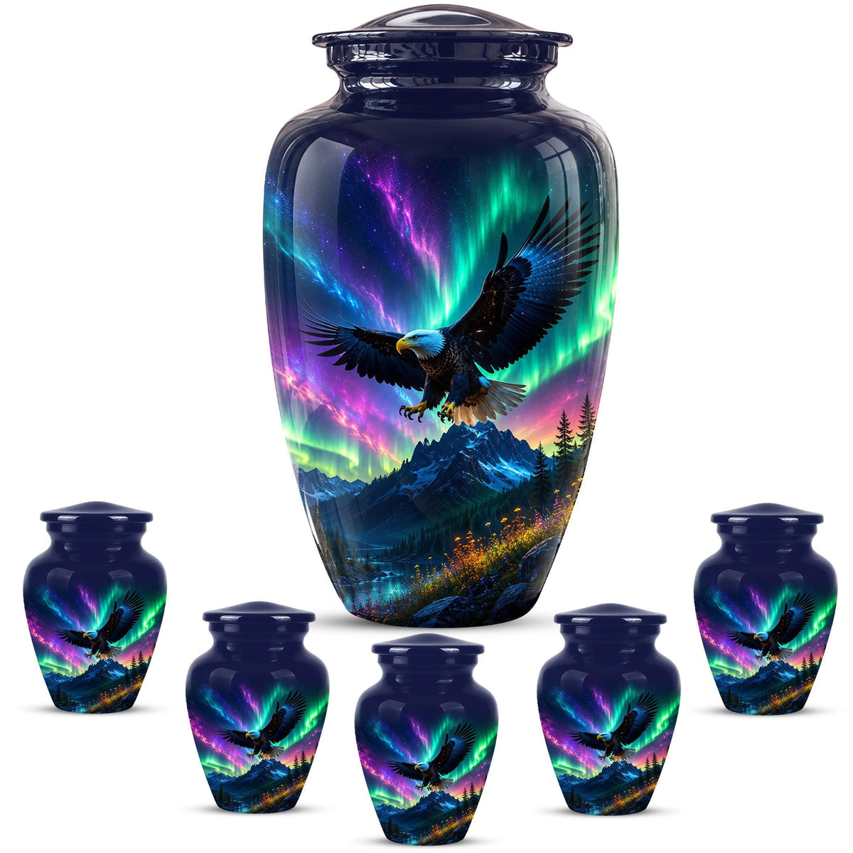 Eagle Cremation Urn for Ashes - Northern Lights Bald Eagle Memorial Urn