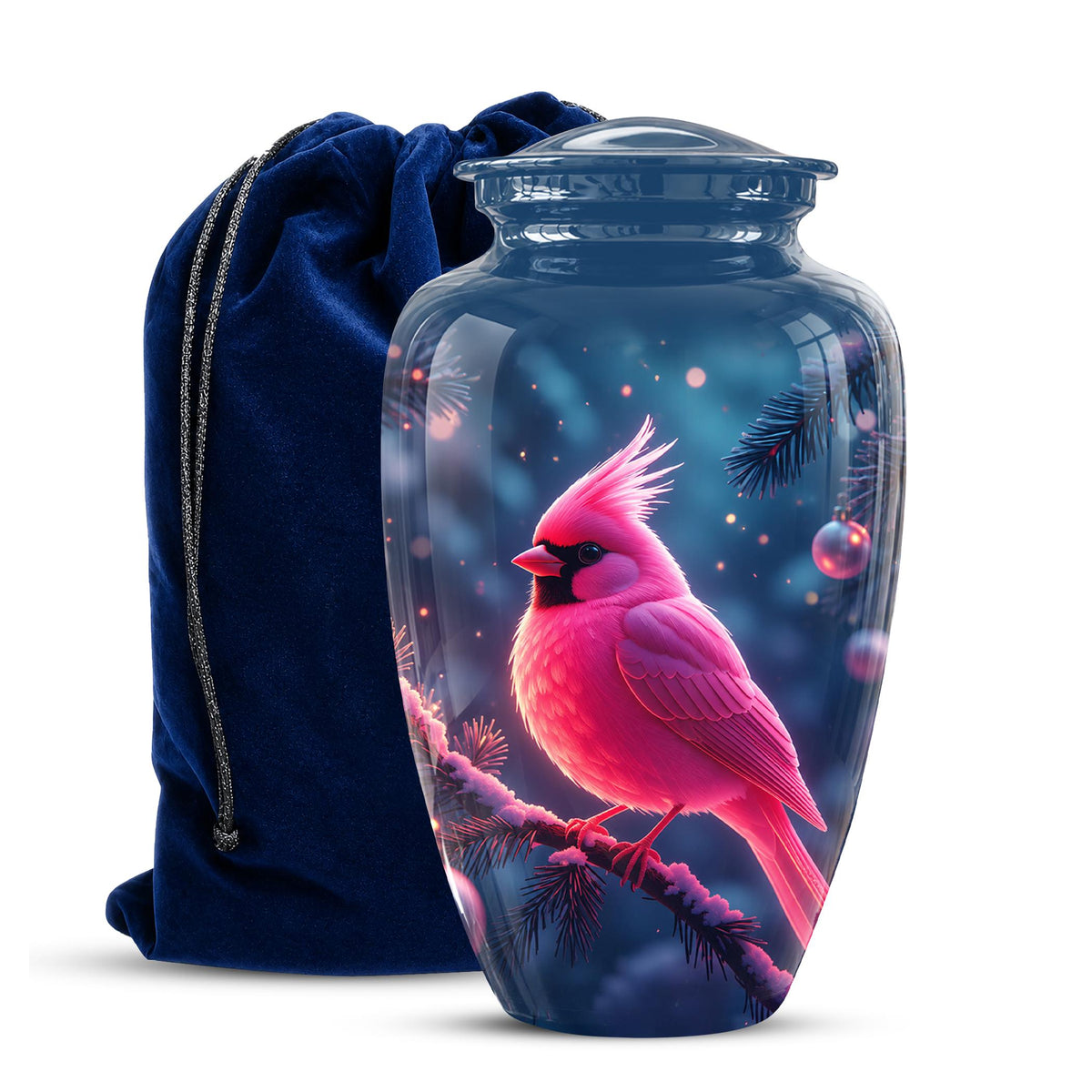 Personalized Pink Cardinal Urn, Memorial Keepsake, Sympathy Tribute