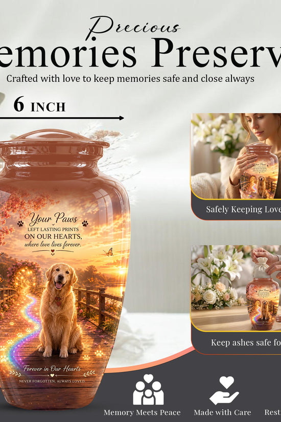 Personalized Dog Cremation Urn, Pet Memorial Urn - Keepsake Sunset Landscape Artwork