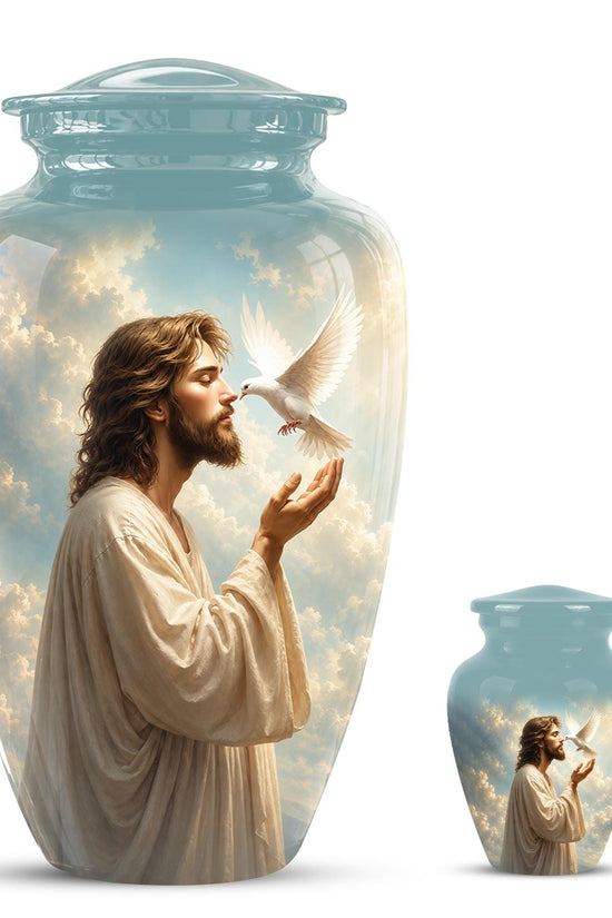 Personalized Christian Cremation Urn - Jesus Dove Memorial Keepsake