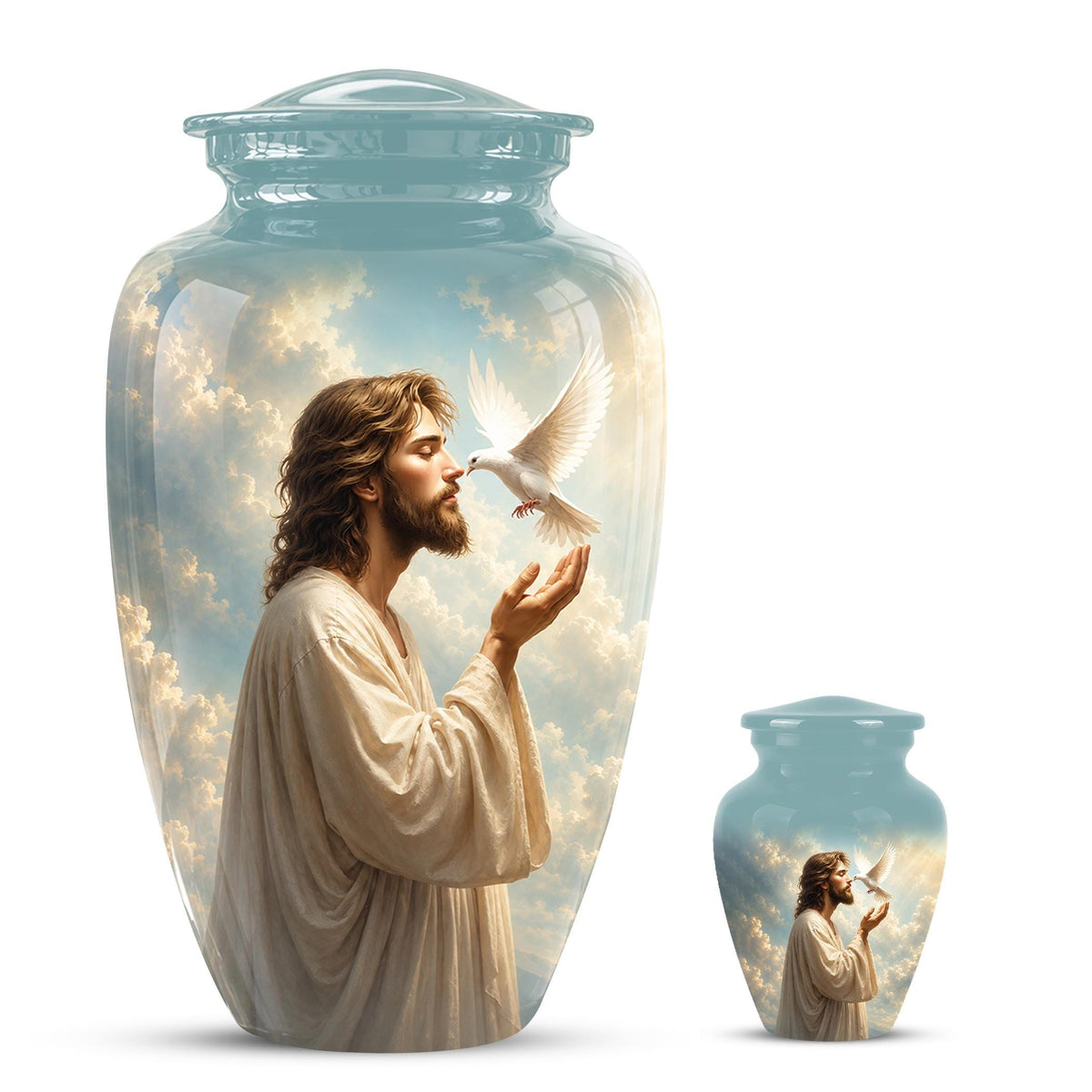 Personalized Christian Cremation Urn - Jesus Dove Memorial Keepsake