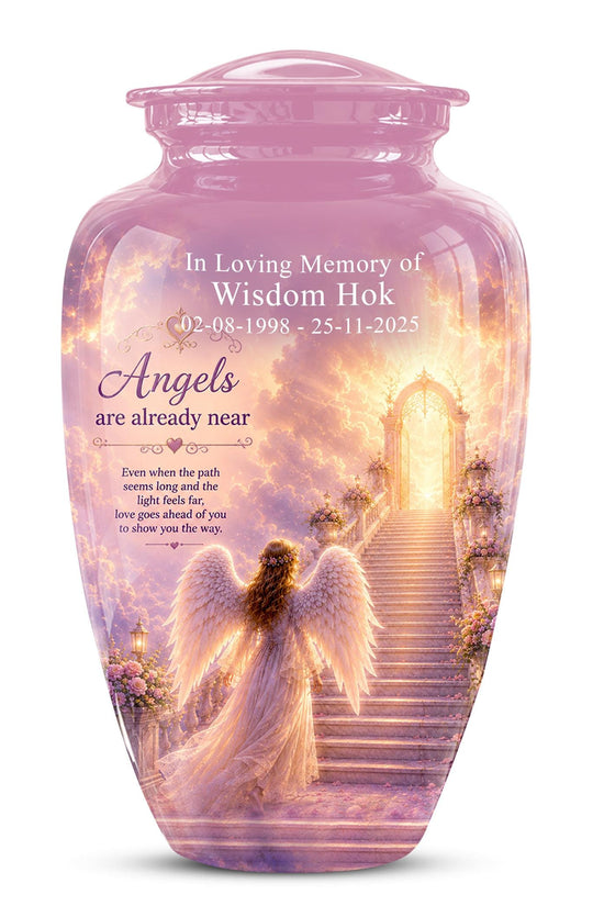 Personalized Angel Wings Urns for Human Ashes - Pink Crematon Urn for Adults