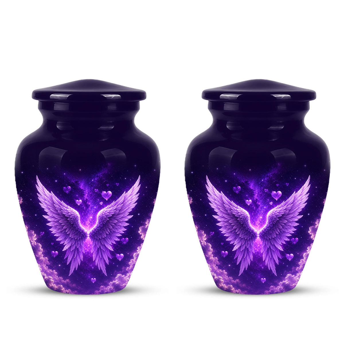 Personalized Purple Memorial Urn - Angel Wings Funeral Urn, Custom Tribute