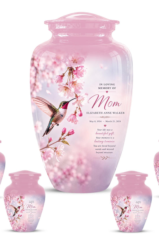 Personalized Hummingbird Memorial Urn for Mom - Keepsake Cremation Ashes Tribute