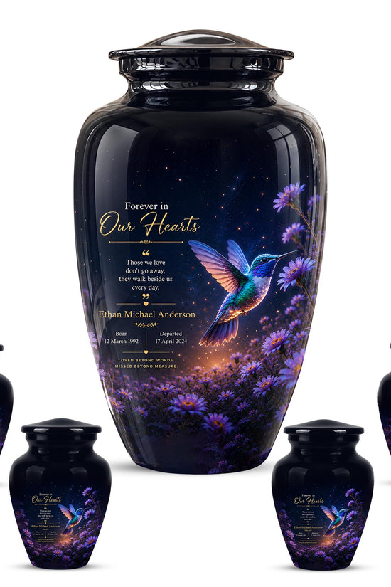 Personalized Hummingbird Cremation Urn - Floral Garden Memorial Keepsake (200 Cubic)