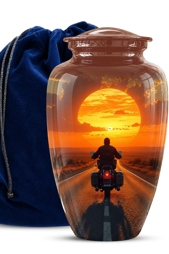 Motorcycle Cremation Urn ? Sunset Ride Memorial Tribute for Adults