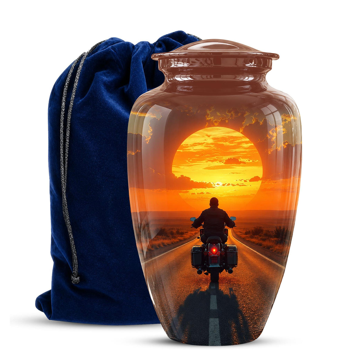 Motorcycle Cremation Urn ? Sunset Ride Memorial Tribute for Adults