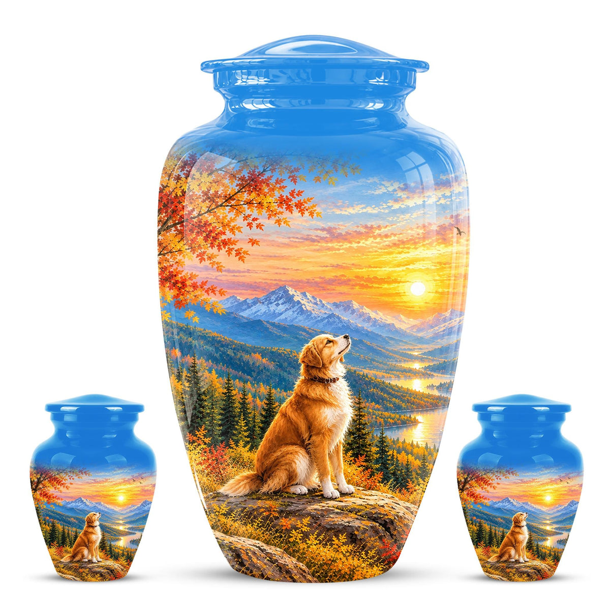 Personalized Golden Retriever Cremation Urn for Ashes, Mountain Dog Memorial Urn, Golden Retriever Tribute Urn - Nature Pet Memorial (200 Cubic)