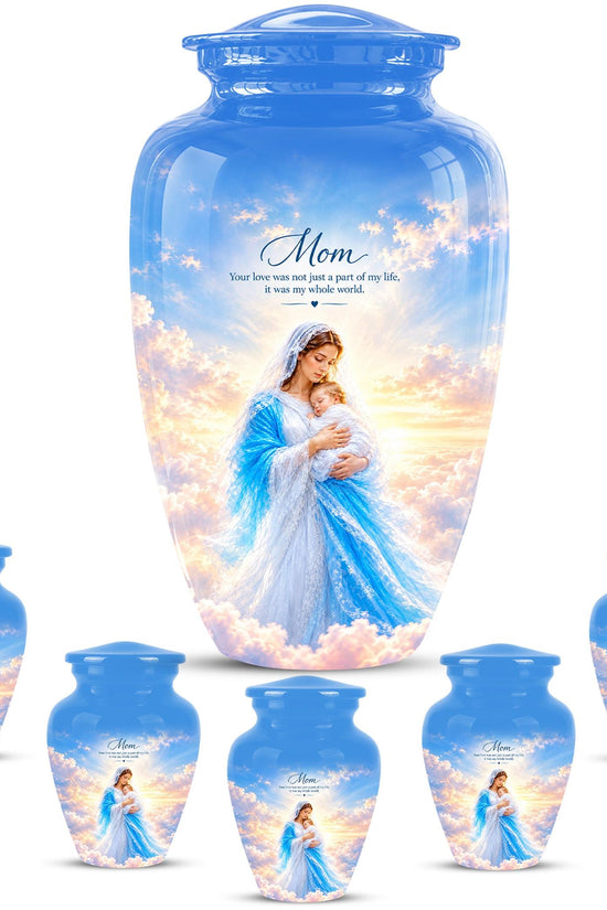 Personalized Mother Mary Cremation Urn, Catholic Memorial Ashes (200 Cubic)