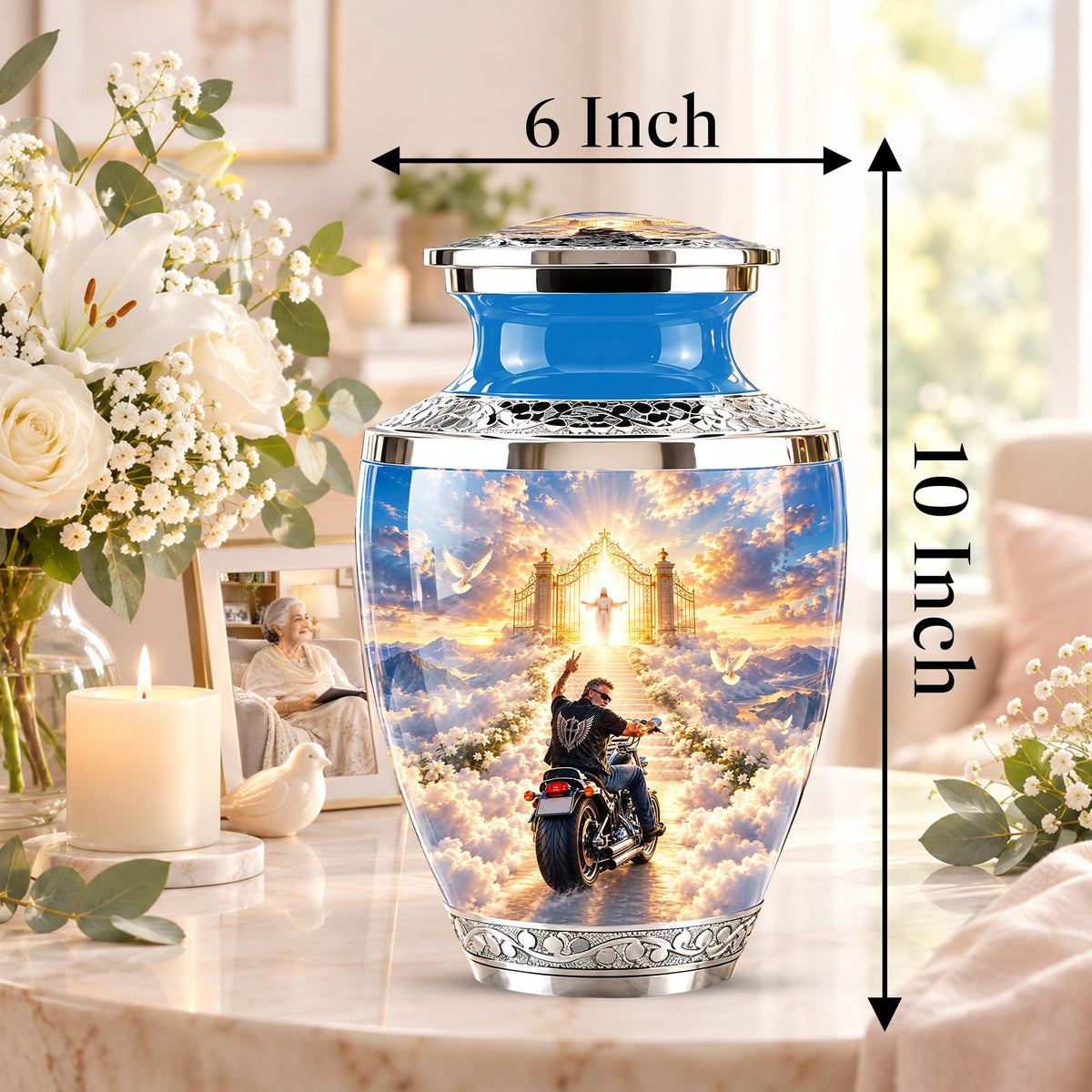 Personalized Motorcycle Memorial Urn, Biker Heaven Tribute, 200 Cubic  Inches