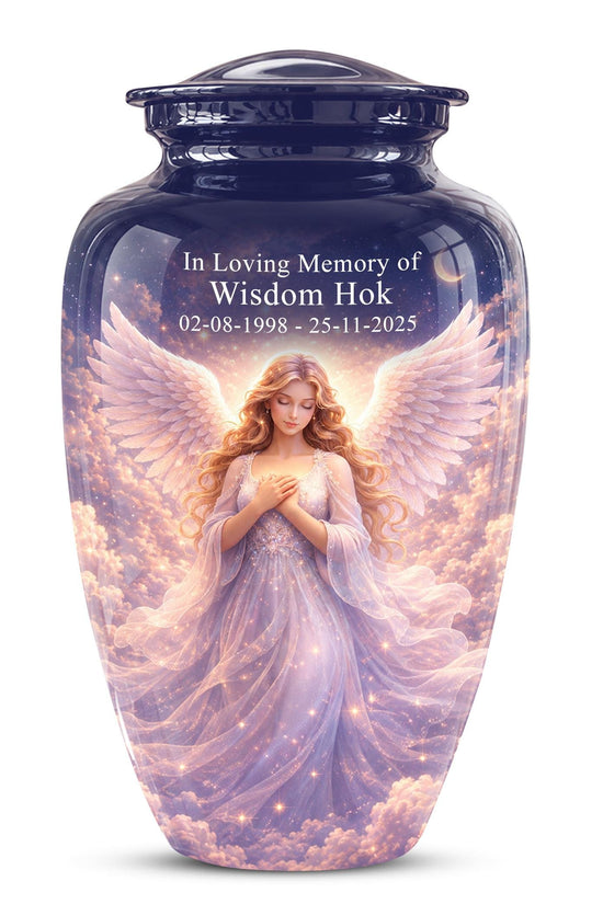 Personalized Angel Wings Urn for Human Ashes - Memorial Keepsake Tribute Urn