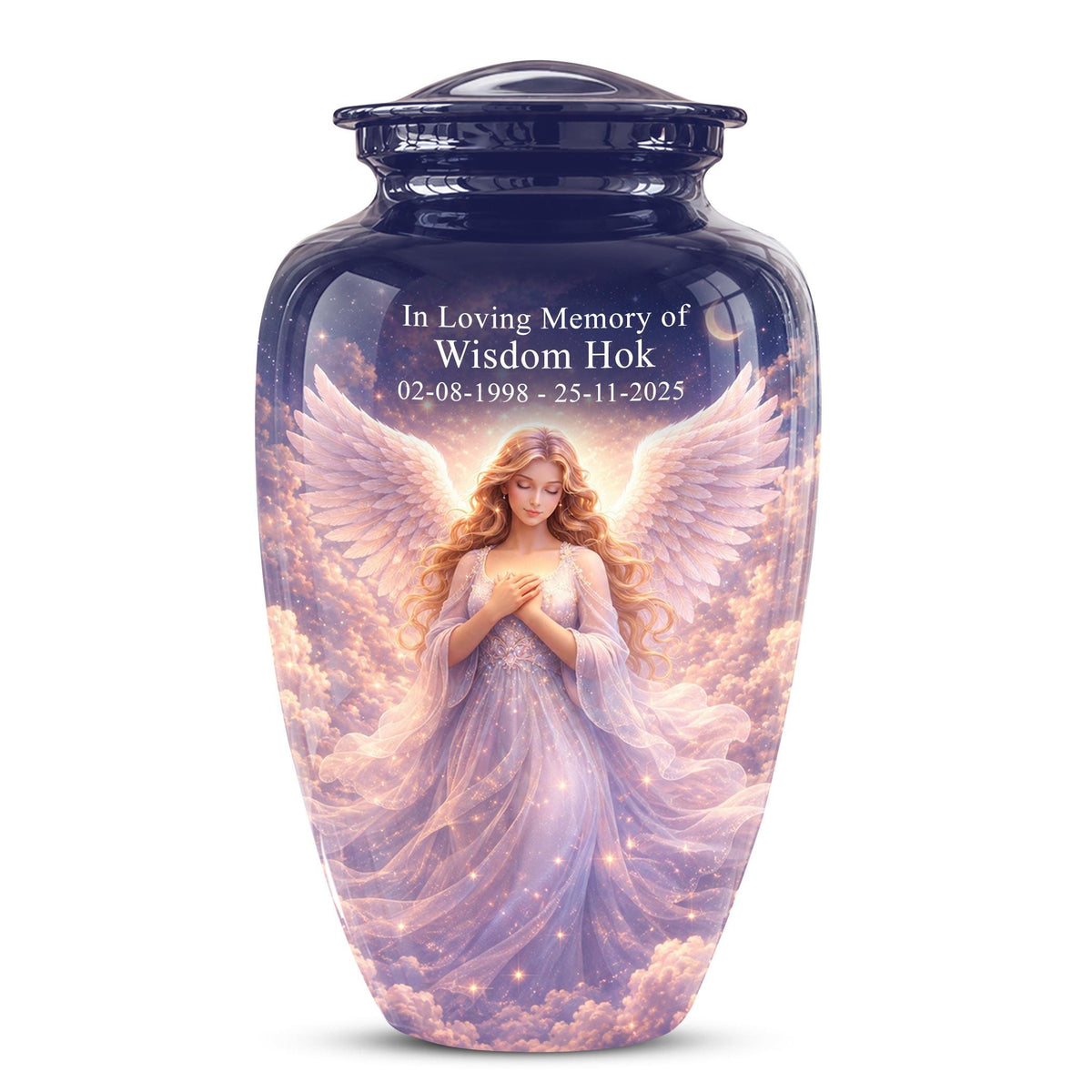 Personalized Angel Wings Urn for Human Ashes - Memorial Keepsake Tribute Urn