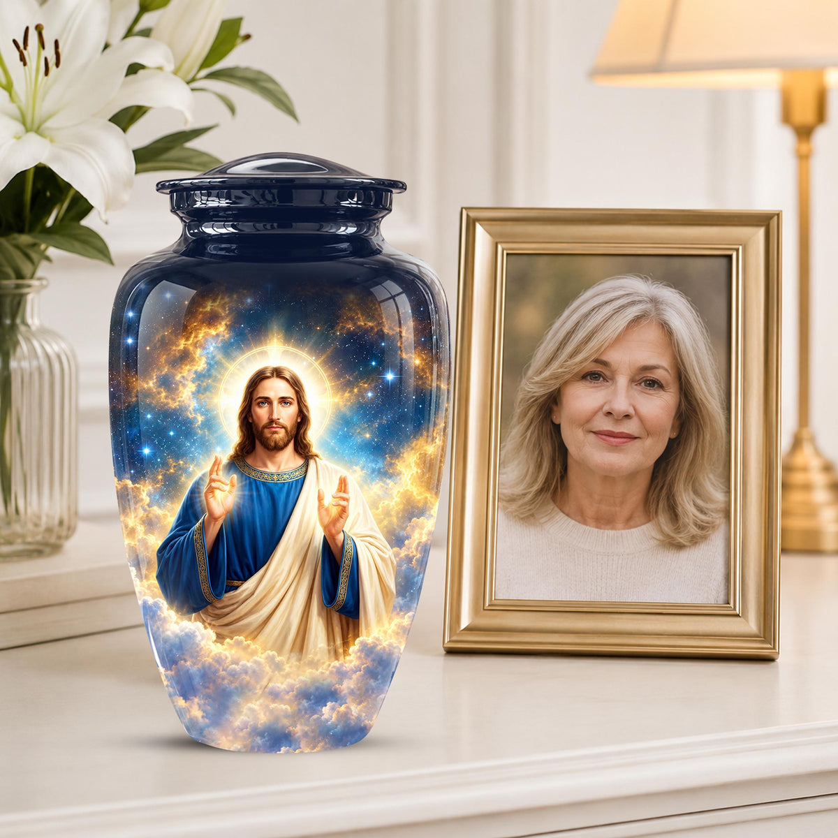 Personalized Jesus Cremation Urn - Christian Memorial Ashes (200 Cubic)