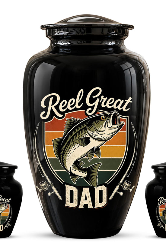 Personalized Fishing Memorial Urn for Dad - Adults Ashes For Memorial Urn