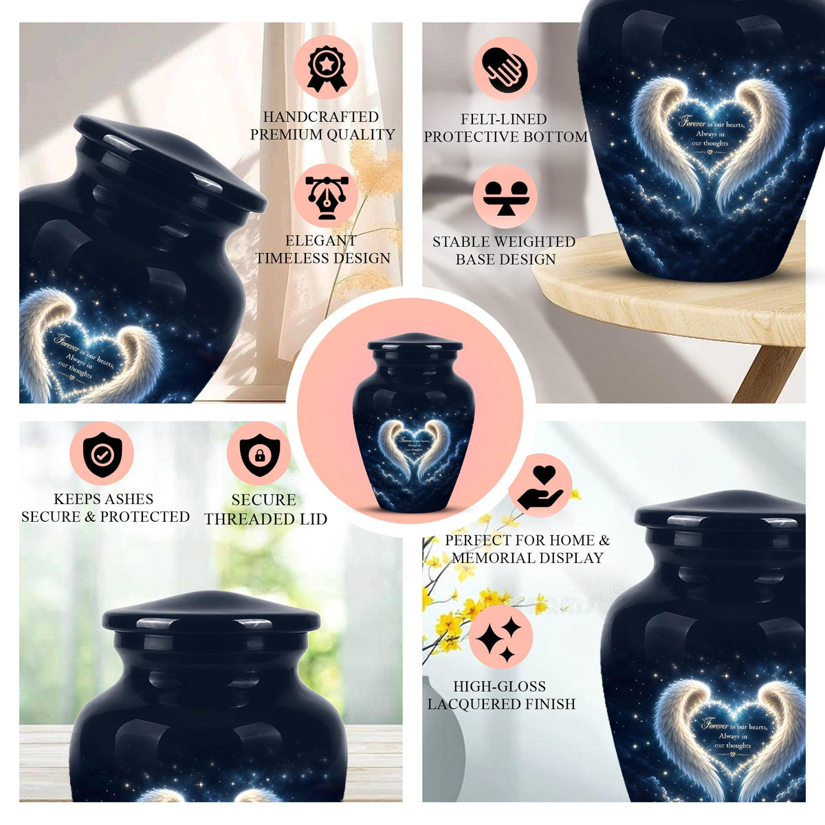 Angel Wings Memorial Urn - Personalized Keepsake for Ashes