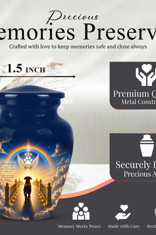 Personalized Dog Cremation Urn for Ashes, Rainbow Bridge Dog Memorial Urn, Angel Pet Tribute Urn - Beloved Dog Remembrance (200 Cubic)
