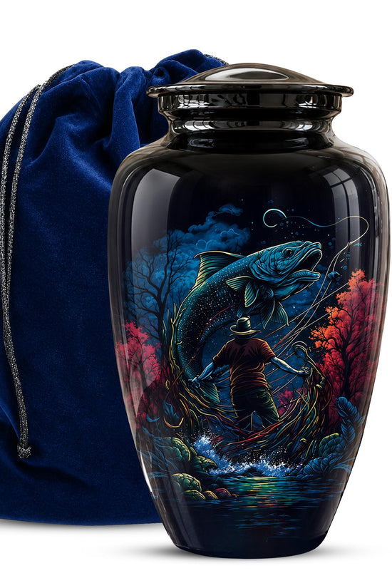 Personalized Bass Fishing Cremation Urn - Fisherman Memorial Urn for Ashes
