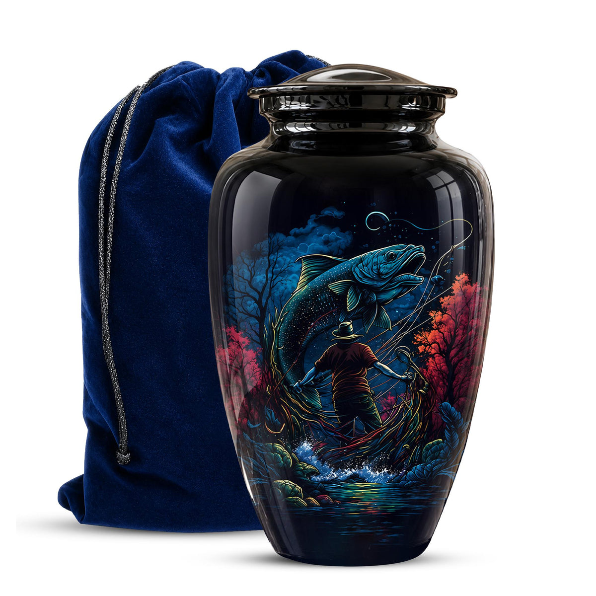 Personalized Bass Fishing Cremation Urn - Fisherman Memorial Urn for Ashes