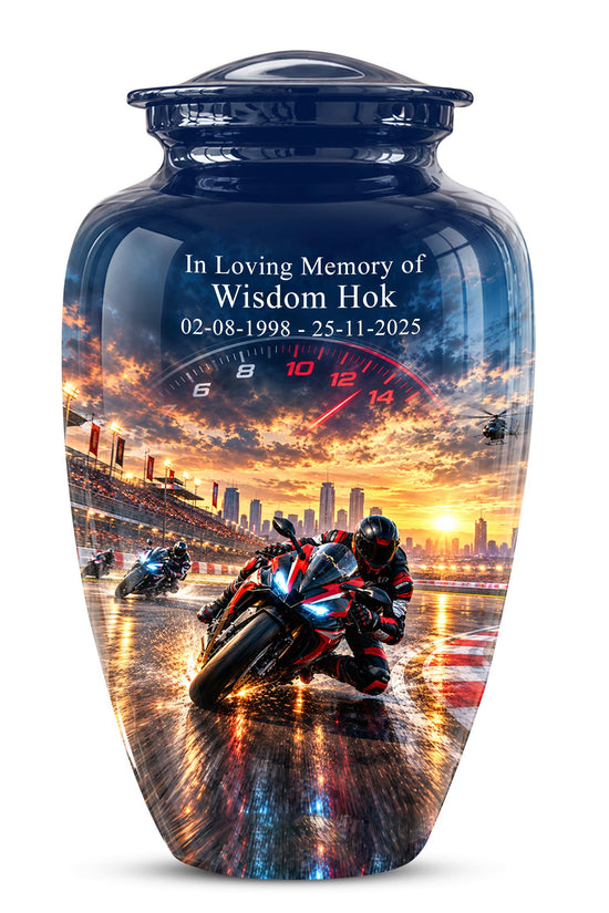 Personalized Motocross Cremation Urn, Custom Dirt Bike Memorial Ashes (200 Cubic)