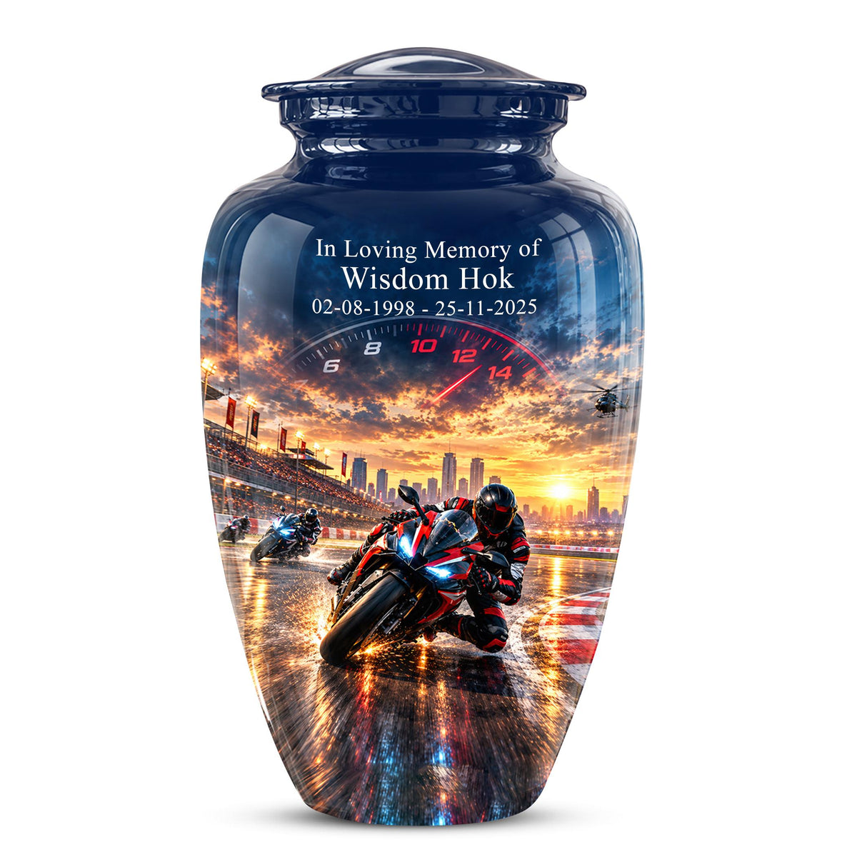 Personalized Motocross Cremation Urn, Custom Dirt Bike Memorial Ashes (200 Cubic)