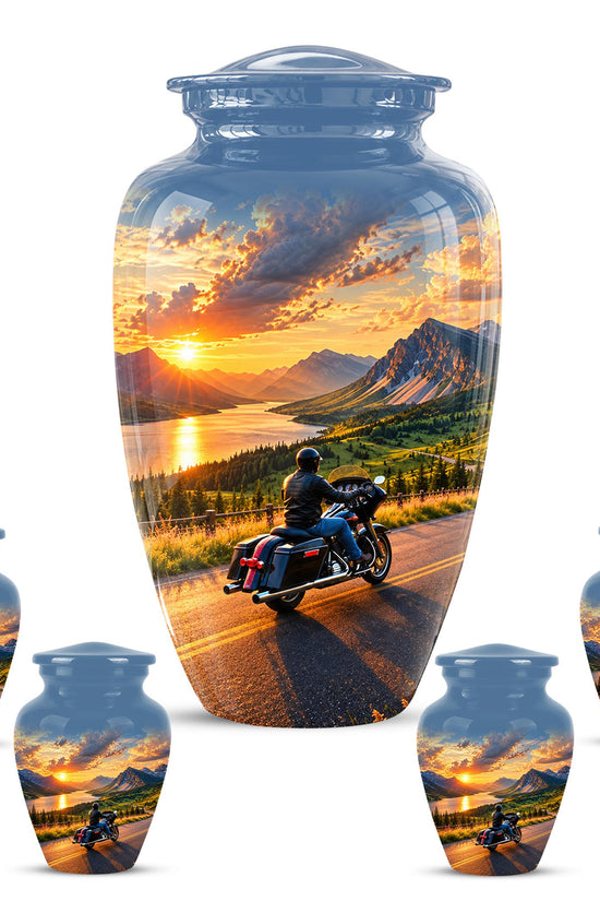 Personalized Motorcycle Cremation Urn, Memorial Urn for Ashes, Mountain Road Biker Tribute, 200 Cubic