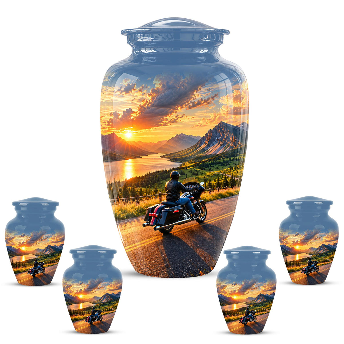 Personalized Motorcycle Cremation Urn, Memorial Urn for Ashes, Mountain Road Biker Tribute, 200 Cubic