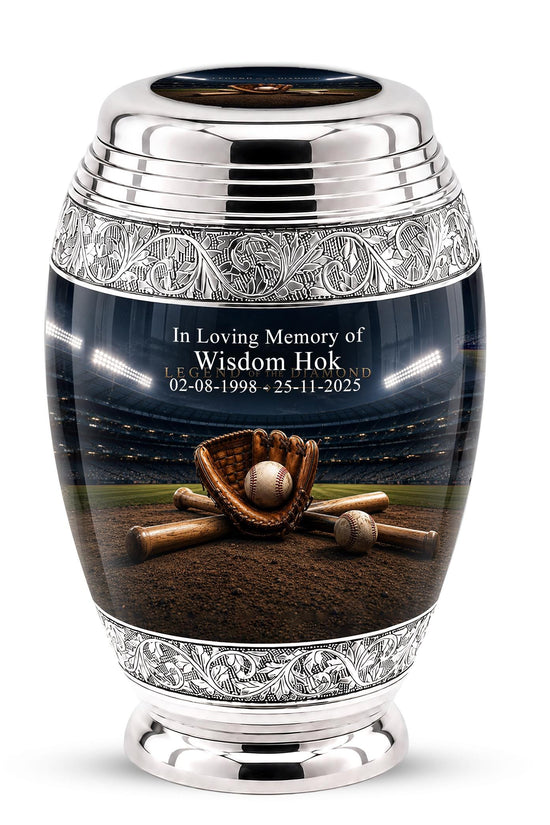 Baseball Cremation Urn for Ashes - Baseball Glove and Bat Memorial Urn