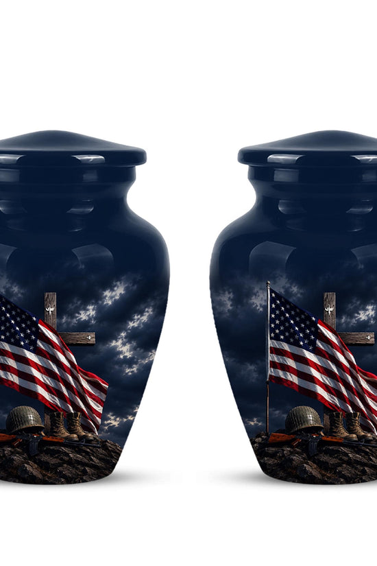 American Flag Military Urn ? Veteran Memorial Cremation Ashes Keepsake