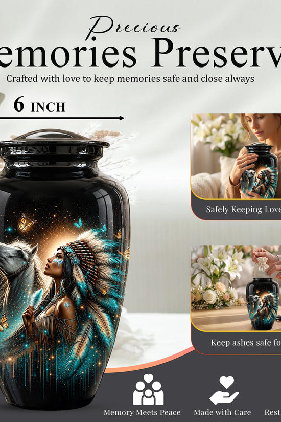 Native American Urns for Human Ashes - Horse Cremation Urn for Adults
