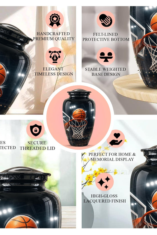 Basketball Cremation Urn, Sports Memorial Tribute, Adult Keepsake Urn