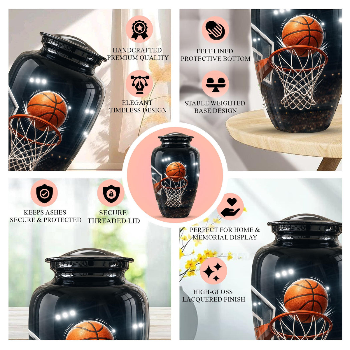 Basketball Cremation Urn, Sports Memorial Tribute, Adult Keepsake Urn