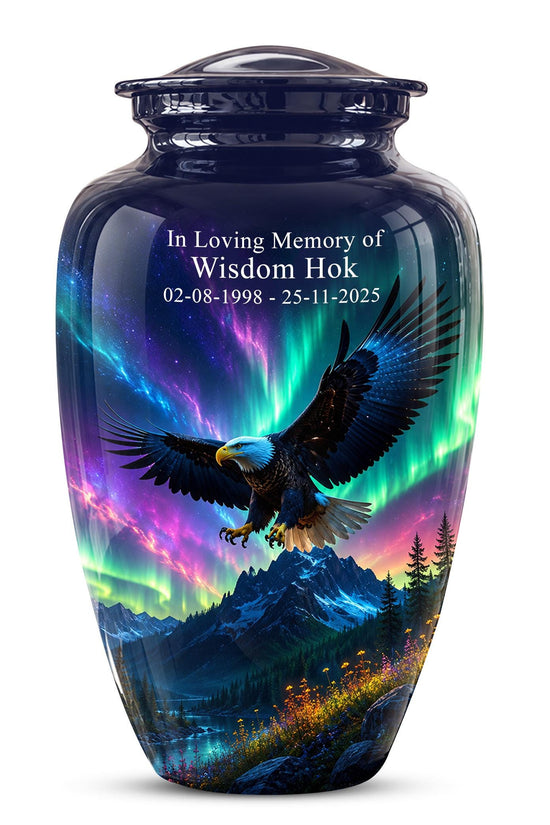 Eagle Cremation Urn for Ashes - Northern Lights Bald Eagle Memorial Urn