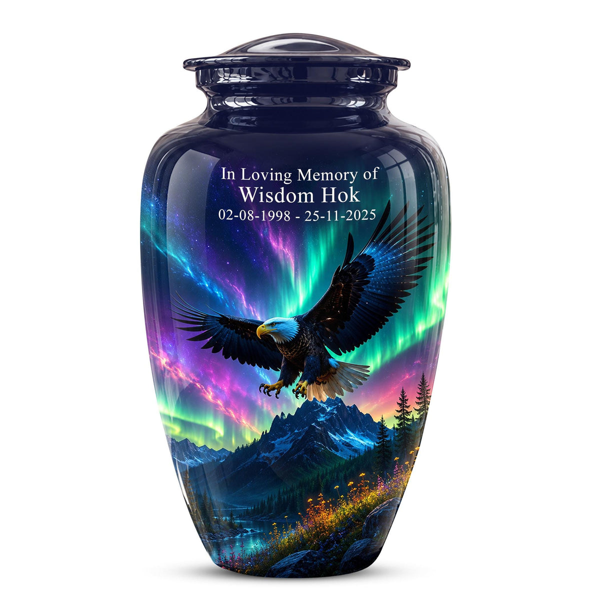 Eagle Cremation Urn for Ashes - Northern Lights Bald Eagle Memorial Urn