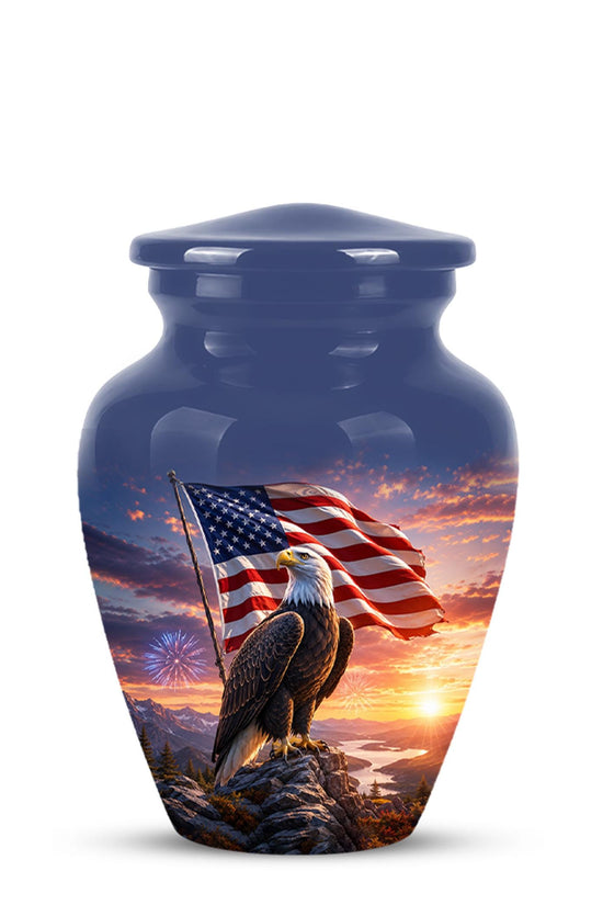 American Flag Eagle Cremation Urn for Ashes - Bald Eagle Patriotic Memorial Urn