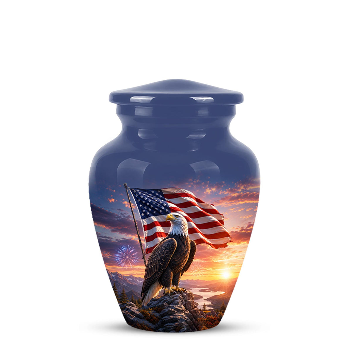 American Flag Eagle Cremation Urn for Ashes - Bald Eagle Patriotic Memorial Urn
