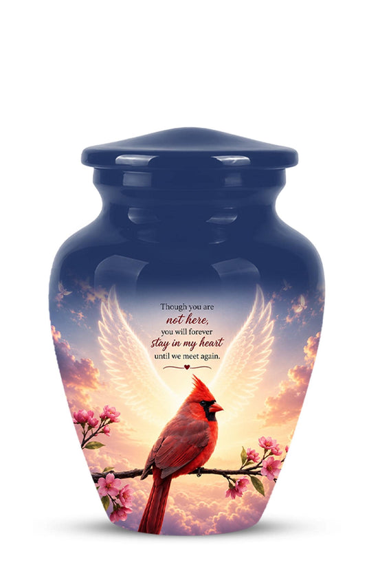 Personalized Cardinal Cremation Urn for Ashes, Red Cardinal Memorial Urn, Angel Wings Bird Tribute Urn - In Loving Memory Memorial (200 Cubic)